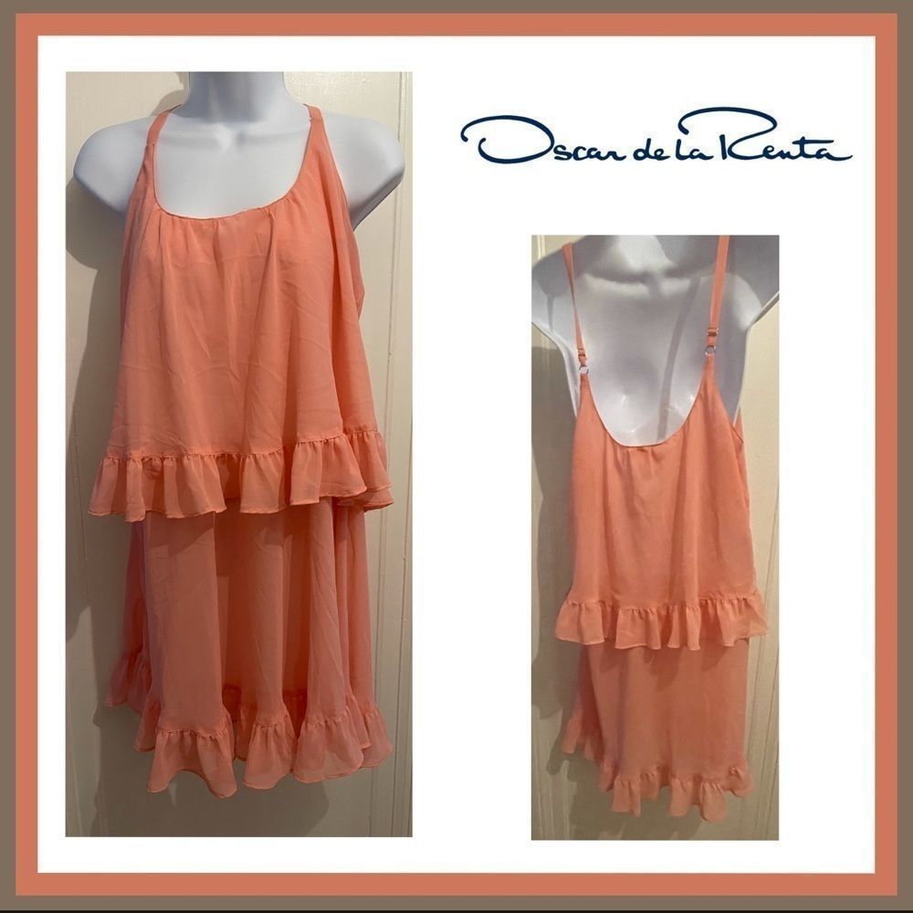 Oscar DeLa Renta Layered Ruffled Sleeveless Blouse Size M